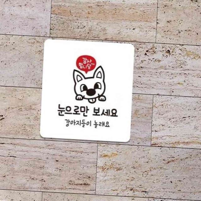 감사 눈으로만보세요 부착형 정사각안내판 18x18cm 노터치 경고표지