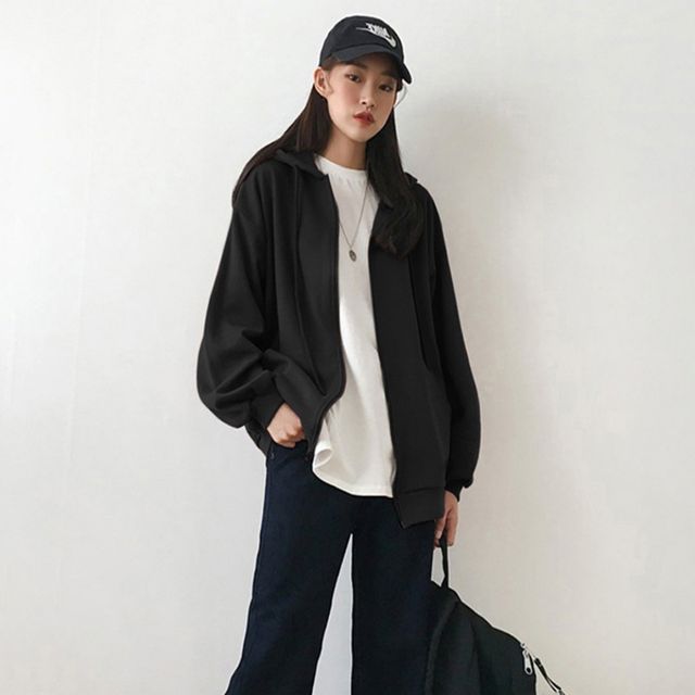 여자 루즈핏 후드집업 점퍼