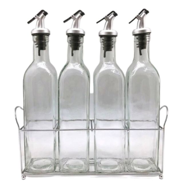 오일병 500ml 4P 세트, 유리 소스병 기름통