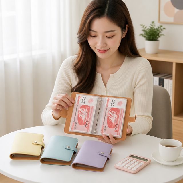 지폐 수납 바인더 가계부 현금 관리 다이어리 6색상