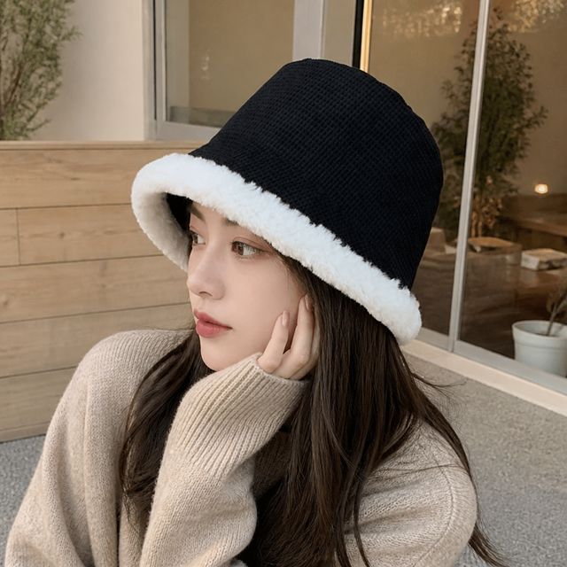 여성 겨울 벙거지 털모자 벨벳 보온 버킷햇 가을 데일리룩 방한용품 엣지 퍼 모자