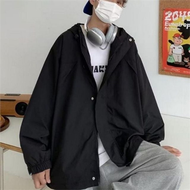 남녀공용 후드 야상 점퍼, 빅사이즈 루즈핏 간절기