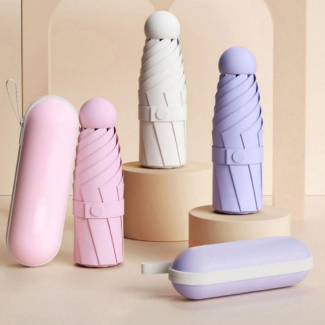 캡슐 파우치형 초경량 양우산 10컬러 미니 접이식 휴대용 자외선 차단 우산