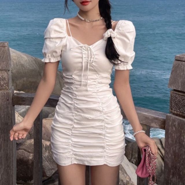 이쁘다요 오프 슬림 원피스 미니 숄더 바캉스 여름 휴양지룩 라인