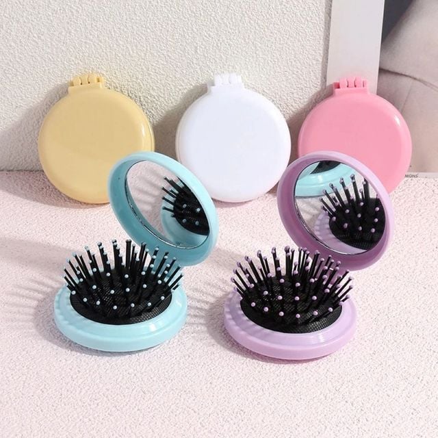 휴대용 쿠션 헤어브러쉬 손거울