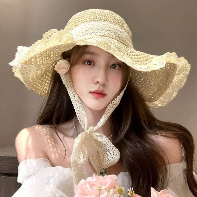 여성 여름 해변룩 왕골모자 선쉐이드 밀짚모자 버킷햇
