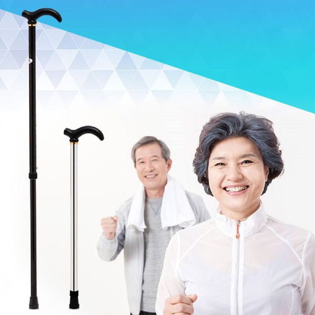 보조 등산 노인 블랙 초경량 접이식 어르신 스 지팡이