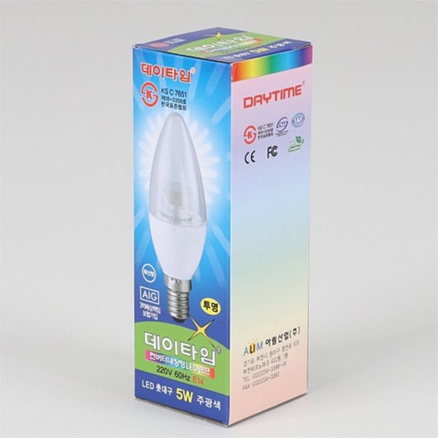 LED 촛대구 5W E14 투명 주광 분위기조명 투명전구 캔들전구
