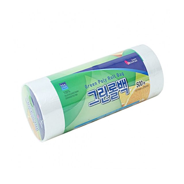 그린롤백 17x25cm 500매 1P 일회용 비닐봉투 롤팩