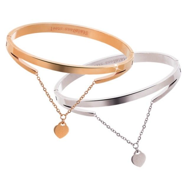 (스텐레스 스틸) 메모리 하트 팔찌 (Rose Gold)