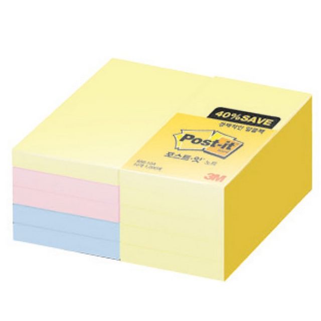 포스트잇 알뜰팩 51x76mm 노랑 분홍 파랑 혼합