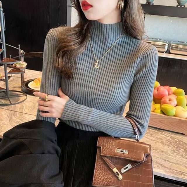 촘촘하우스 여성목폴라 간절기 골지 슬림핏 데일리 캐주얼 오피스룩 봄가을 이너니트티