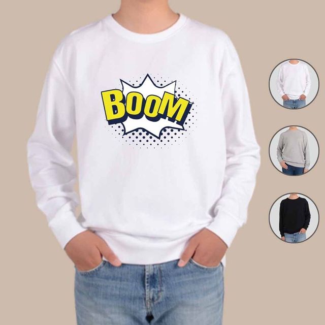기모맨투맨 팝아트 말풍선 BOOM 디자인 - 유행어 티셔츠