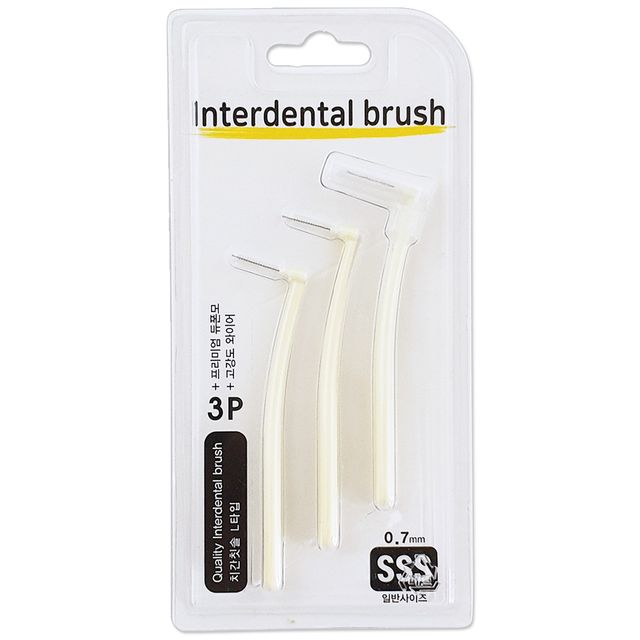 우일 치간칫솔 0.7mm(L타입 3P SSS) 8656 치석브러쉬