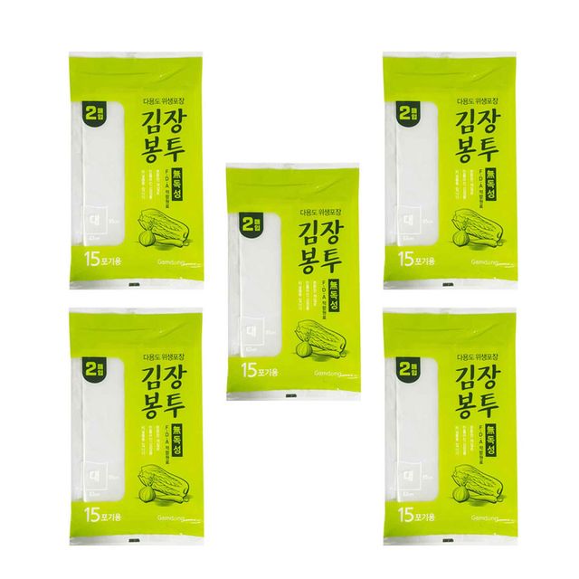 감동 김장봉투 대형 2매 15포기용 x5 팩 - 대가족 김장 필수