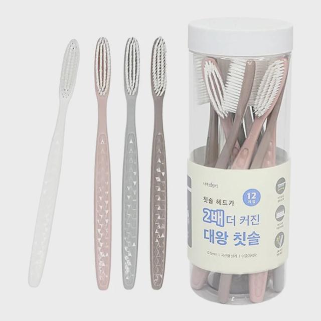 커브형 이중미세모 대왕 칫솔 12개입 1P 치아 브러쉬