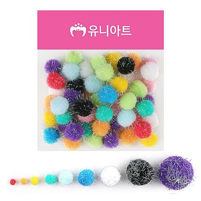 혜명몰 유니아트 5000 반짝이 퐁퐁 10mm 혼합 - 개 (1개입) 미술수업자료 다문화교육키트 미술만들기재료