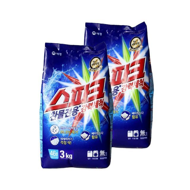 애경산업 스파크 세탁세제 가루세제 3kg+3kg 대용량 - 강력 세척력