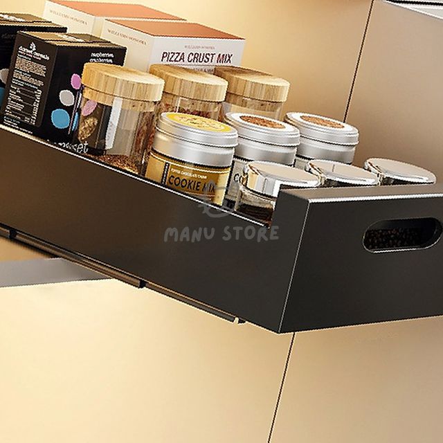 싱크대레일장 씽크대슬라이딩선반 슬라이딩 레일 선반 25cm 블랙