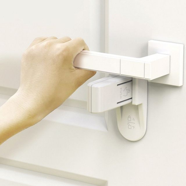 접착식잠금장치 원터치문걸쇠 씽크대 접착식 이중잠금 안심도어클로저 원터치