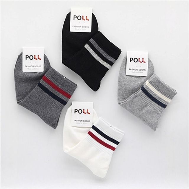 여자 목 가는 두줄 패션 데일리 양말 3켤레 묶음
