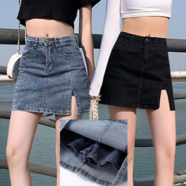 속바지 있는 데님 미니스커트 트임치마 데일리 청치마