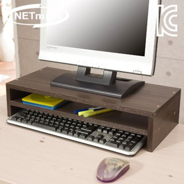 2단 모니터 받침대 520x238x120mm 월넛