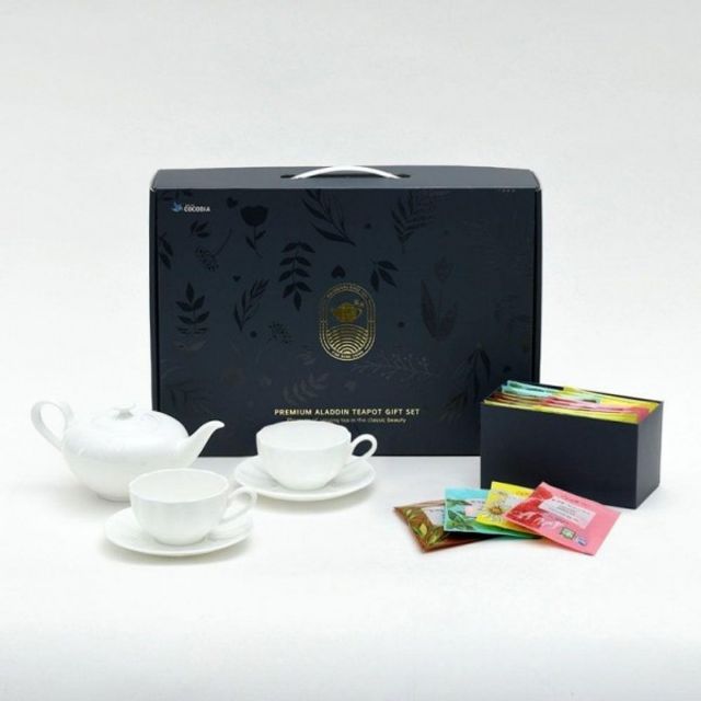 알라딘 티포트 3종 허브차 선물세트 티잔 2인조 포함 도자기