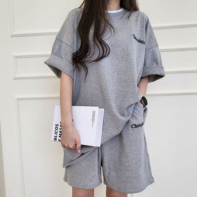 여성 데일리 캐주얼 루즈핏 반팔 반바지 여름 셋업