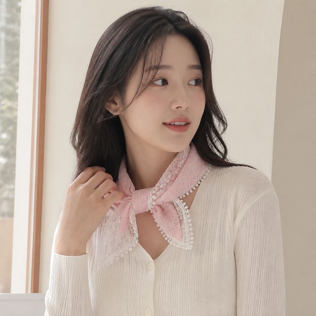 봄 간절기 스카프 쁘띠 미니 쉬폰 아사 레이스 6컬러 목도리 데일리