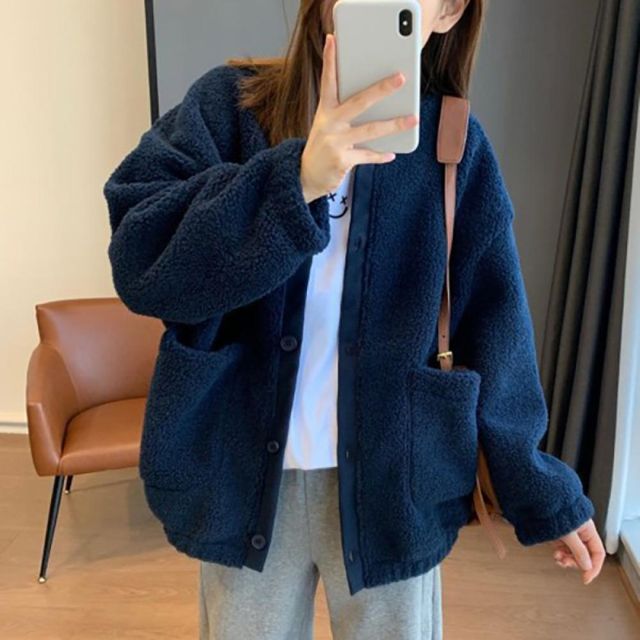 여성점퍼 양털점퍼 네이비 포켓 데일리 윈드브레이커 뽀글이 후리스 플리스 겨울