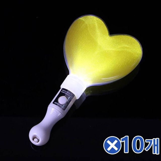 TBZ 홈파티소품 야광 하트봉 옐로우x10개 행사소품 LED봉