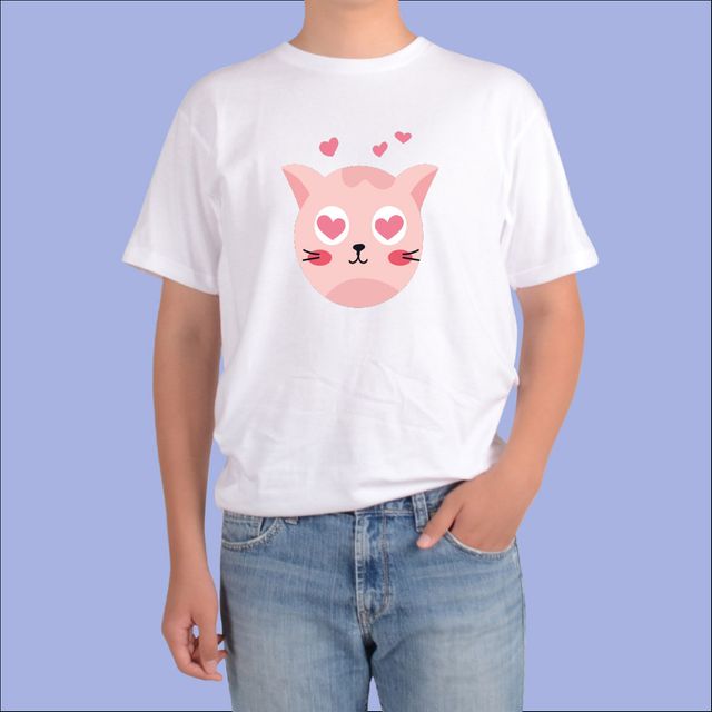 야옹이 고양이 표정 이모티콘 반팔티