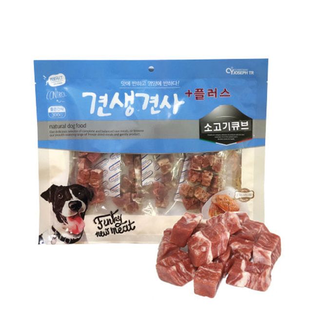큐브 플러스 강아지 소고기 간식 300g