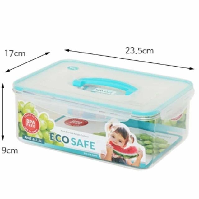 직사각 밀폐용기 핸들형 2.5L 플라스틱통 사각밀폐용기 냉장고용기 야채보관통 플라스틱반찬통