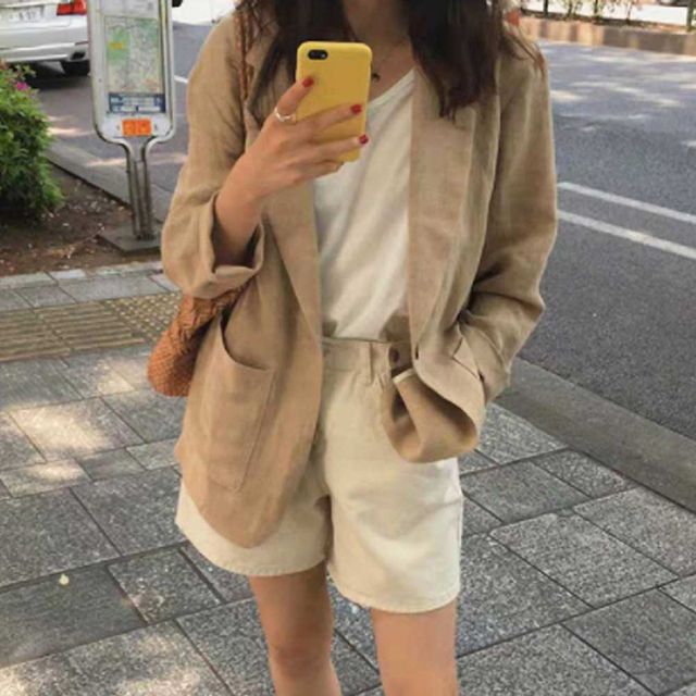 봄여름 가을 정장 오피스룩 내추럴 베이직 린넨 자켓