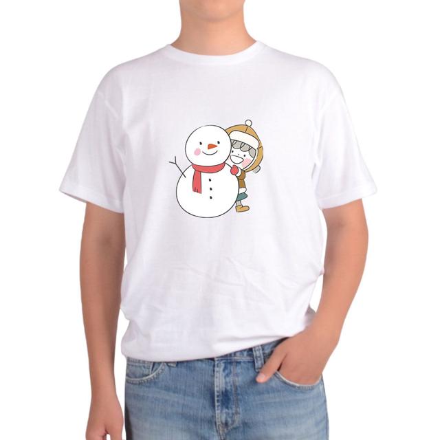 크리스마스 캐릭터 산타 눈사람 그림 반팔 티셔츠