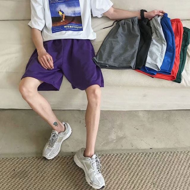 남성 매쉬 면 컬러 5부 반바지 여름 데일리 밴딩 팬츠