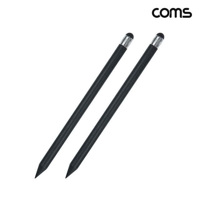 터치펜 원형 연필 15cm 스타일러스 펜슬형 Black 2개입