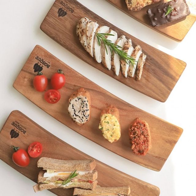 원목 커브형 서빙 보드 플레이팅 도마 음식 접시 트레이
