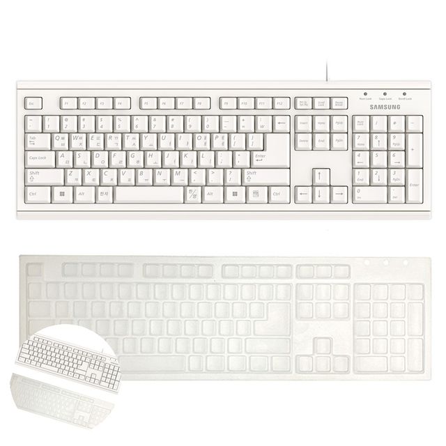 유선키보드 업무용키보드 키보드 USB 106키 멤브레인 화이트 키스킨포함
