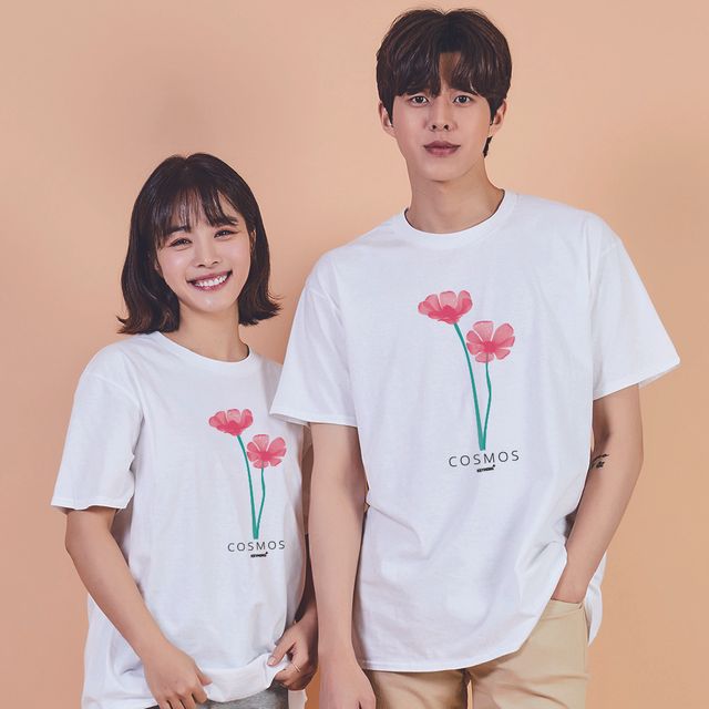 키밍 코스모스 봄 반팔티 20대 커플 편한 티셔츠