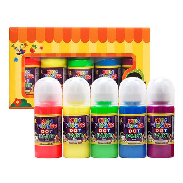 키즈맘아트 키즈 핑거 페인트 형광색 스페이스 세트 (60ml x 5색)