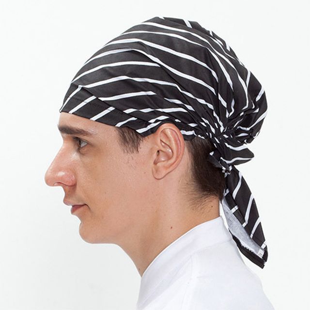 쿨샵 주방 청결용품 스트라이프 머리두건  블랙