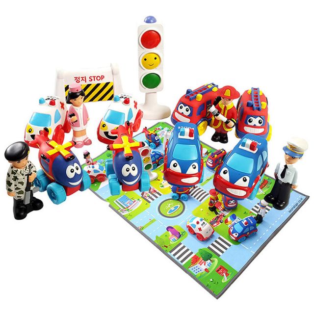 키움 소프트 교통 역할 놀이 세트 14PCS 매트포함