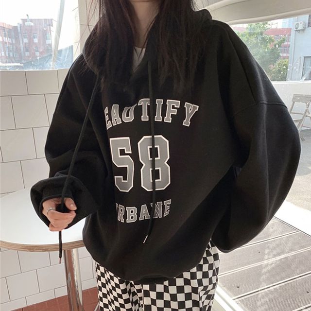 영문 레터링 포인트 오버핏 따뜻한 기모 후드티