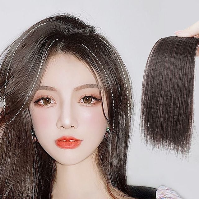 내츄럴 옆머리 볼륨 헤어 피스 똑딱이 부분가발 30cm