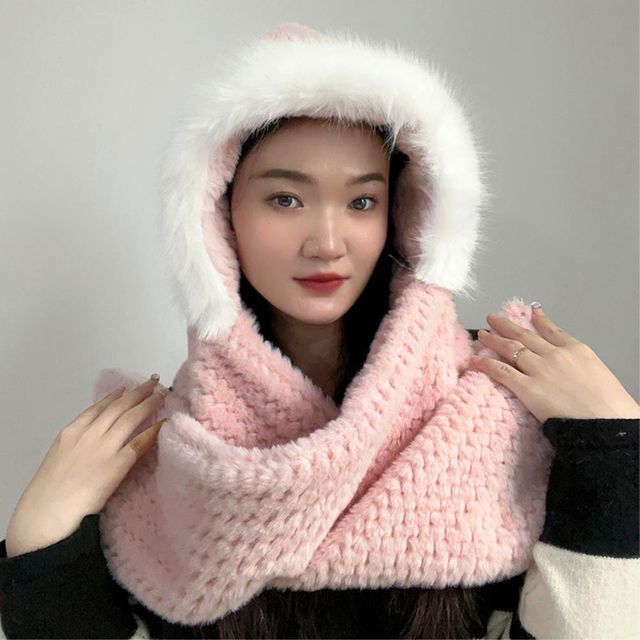 비타리토 코지데잇 후드 머플러 50x32cm 핑크