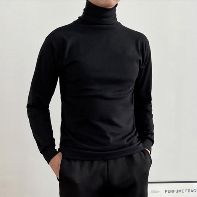 남성 무봉제 기본 스타일 목폴라 티셔츠 이너웨어