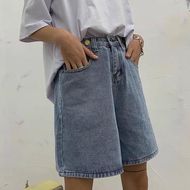 여성 뒷 허리 밴딩 편안한 코디 데님 청 반바지